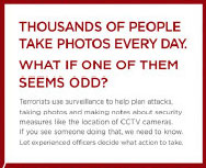 A British police ad warning public about suspicious public photographers